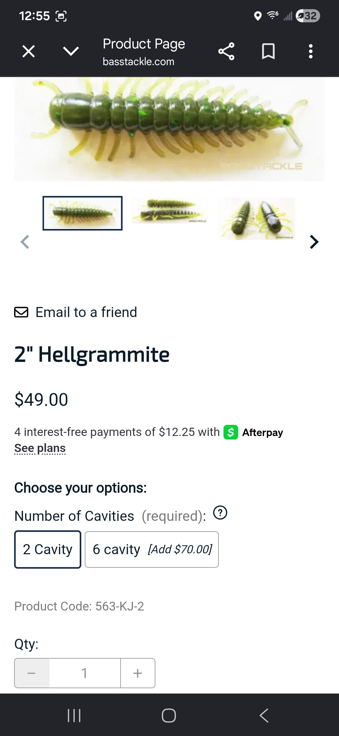 2 inch Hellgrammite X3 (Bass Tackle)